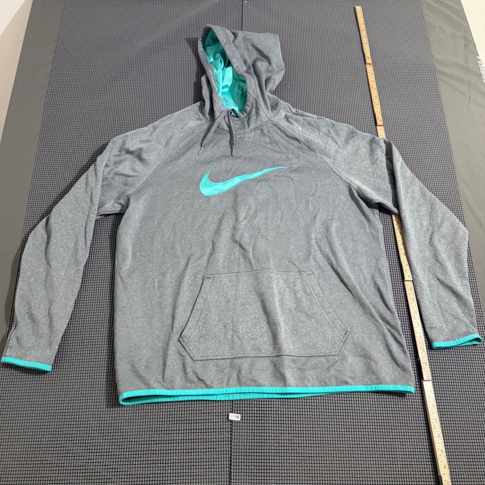 Nike Dri-FIT Pullover Hoodie Gray Teal Swoosh Mens XL